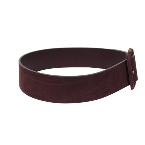 Gucci Womens Wide Belt Size 75 | 30 Purple Leather Gold Hardware Stud Buckle - Picture 4 of 15